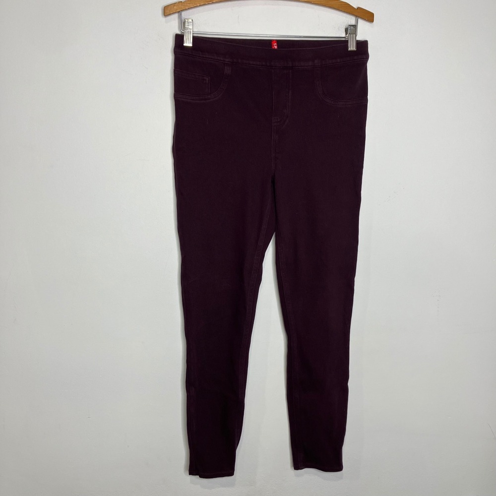 Spanx Jean-ish leggings pants dark purple plum‎ women's size large shapewear